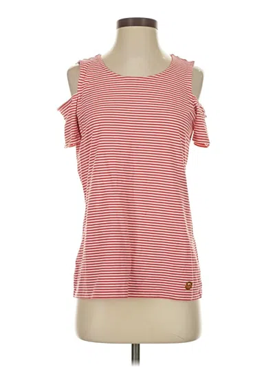 Pre-owned Michael Michael Kors Short Sleeve Top Red Cold Shoulder Neckline Tops