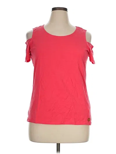 Pre-owned Michael Michael Kors Short Sleeve Top Red Cold Shoulder Neckline Tops