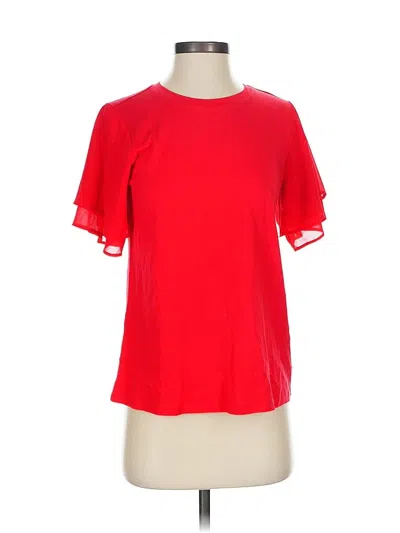 Pre-owned Michael Michael Kors Short Sleeve Top Red Ruffles Neckline Tops