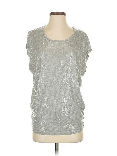 Pre-owned Michael Michael Kors Short Sleeve Top Silver Metallic Pattern Scoop Neck Tops