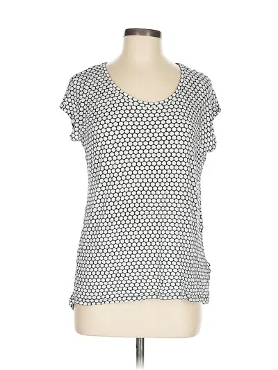 Pre-owned Michael Michael Kors Short Sleeve Top Silver Polka Dots Pattern Square Neckline Tops