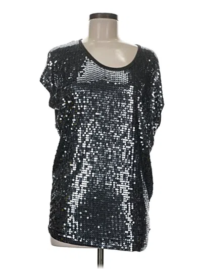 Pre-owned Michael Michael Kors Short Sleeve Top Silver Scoop Neck Tops