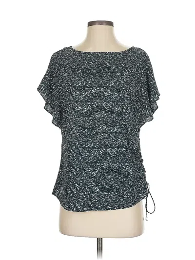 Pre-owned Michael Michael Kors Short Sleeve Top Teal Boatneck Tops In Blue