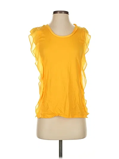 Pre-owned Michael Michael Kors Short Sleeve Top Yellow Scoop Neck Tops