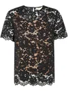 Michael Michael Kors Short Sleeves Floral Lace Tshirt In Black