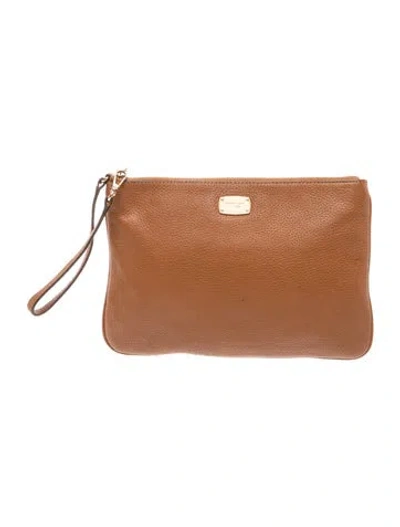 Pre-owned Michael Michael Kors Signature Clutch In Brown