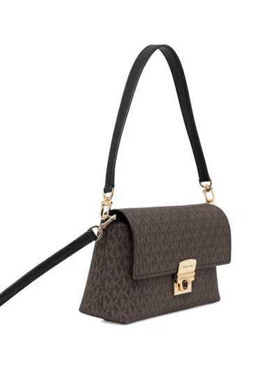 Michael Michael Kors Signature-logo Print Flap Shoulder Bag In Brown