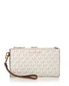 Michael Michael Kors Signature Print Wristlet Wallet In Vanilla