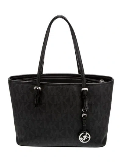 Pre-owned Michael Michael Kors Signature Shoulder Bag In Black