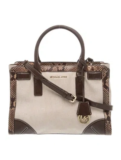 Pre-owned Michael Michael Kors Signature Top Handle Bag In Neutral