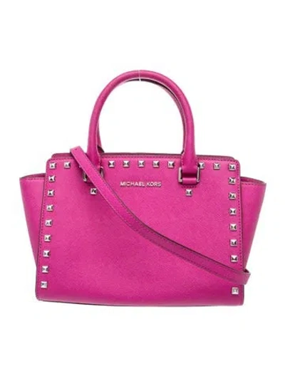 Pre-owned Michael Michael Kors Signature Top Handle Bag In Purple