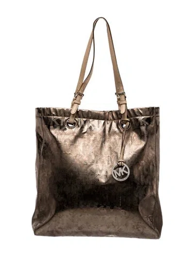 Pre-owned Michael Michael Kors Signature Tote In Neutral