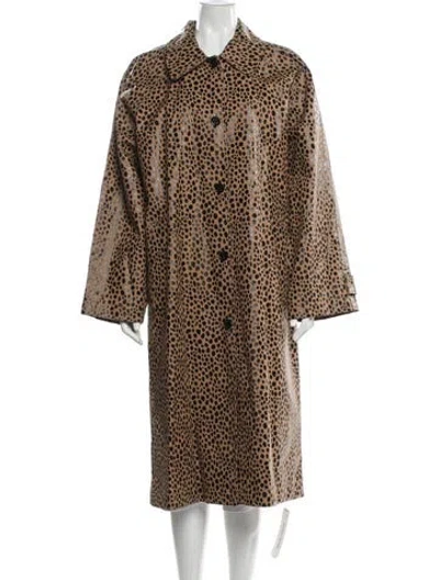 Pre-owned Michael Michael Kors Silk Animal Print Faux Fur Coat In Neutral
