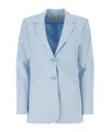 Michael Michael Kors Michael By Michael Kors Pastel Light Blue Linen Blend Blazer In Blue