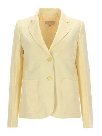 Michael Michael Kors Single-breasted Linen Blazer In Yellow