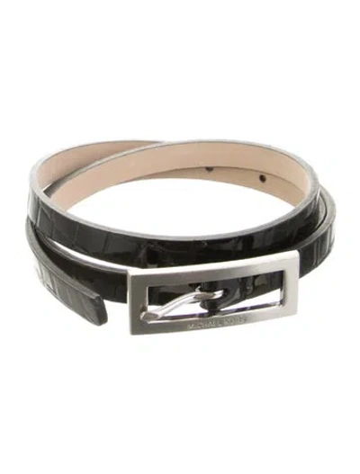 Pre-owned Michael Michael Kors Skinny Patent Leather Waist Belt In Black