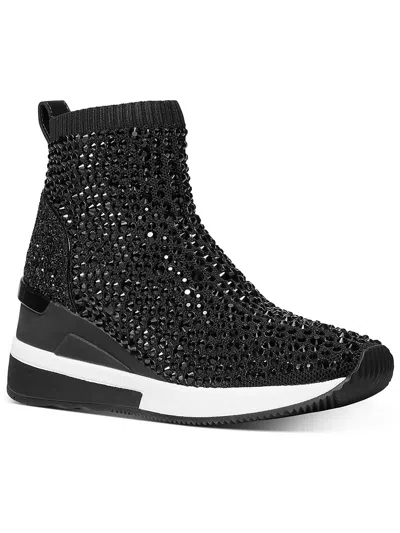 Michael Michael Kors Skyler Womens Knit Embellished Ankle Boots In Black