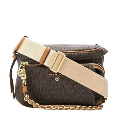 Michael Michael Kors Slater Monogram-print Crossbody Bag In Nude