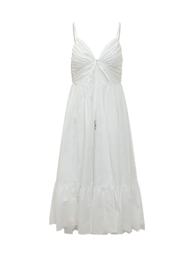 Michael Michael Kors Sleek Midi Dress With Adjustable Neckline In White