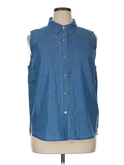 Pre-owned Michael Michael Kors Sleeveless Button Down Shirt In Blue