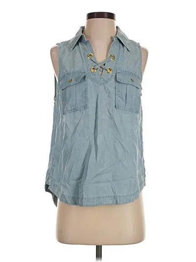 Pre-owned Michael Michael Kors Sleeveless Button Down Shirt In Blue