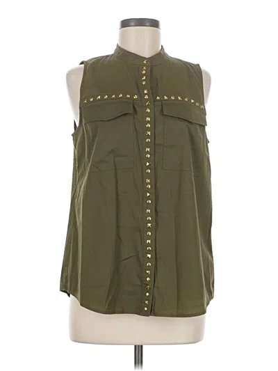 Pre-owned Michael Michael Kors Sleeveless Button Down Shirt In Green