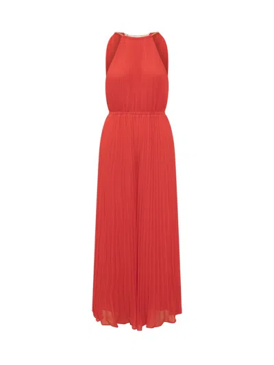 Michael Michael Kors Sleeveless Pleated Maxi Dress In Red