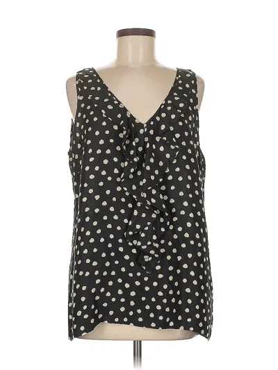 Pre-owned Michael Michael Kors Sleeveless Silk Top Black Polka Dots Pattern V-neck Tops
