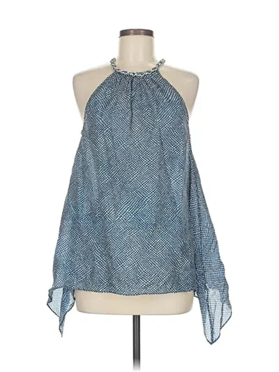Pre-owned Michael Michael Kors Sleeveless Silk Top Blue Halter Neckline Tops