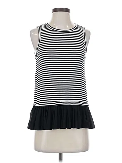 Pre-owned Michael Michael Kors Sleeveless Top Black Stripes Pattern Scoop Neck Tops