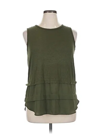 Pre-owned Michael Michael Kors Sleeveless Top Green Solid Pattern Scoop Neck Tops