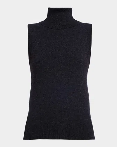 Michael Michael Kors Sleeveless Turtleneck Cashmere Sweater In Black