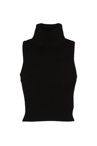 Michael Michael Kors Sleeveless Turtleneck Cropped Top In Black