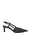 Michael Michael Kors Alora Mid Sling Pumps In Black Leather In Black