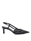 Michael Michael Kors Alora Mid Sling Pumps In Black Leather In Negro