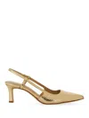 Michael Michael Kors Textured Gold Slingback Pumps With Pointed Toe In Gold