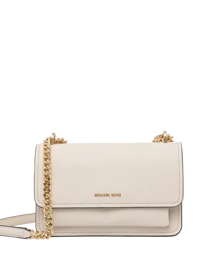 Michael Michael Kors Small Claire Grained-leather Shoulder Bag In White