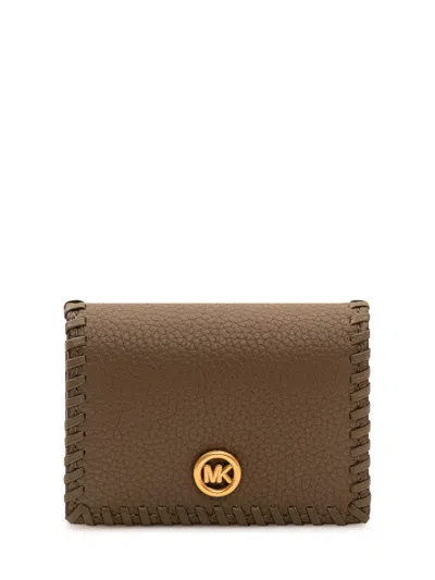 Michael Michael Kors Small Flap Card Case In 100% Cow Leather In Loden