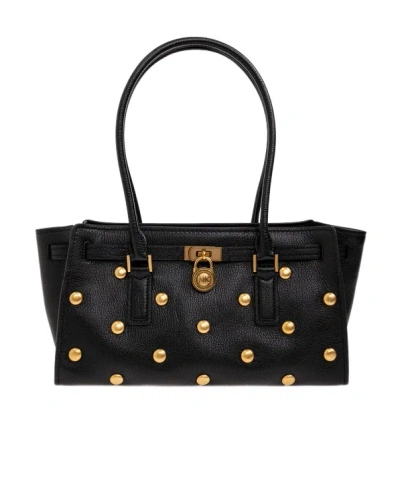 Michael Michael Kors Small Hamilton Leather Satchel Bag In Black