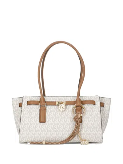 Michael Michael Kors Hamilton Moderne Small Signature Logo Satchel In Brown