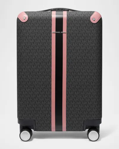 Michael Michael Kors Small Hardcase Striped Monogram Trolley In Rose