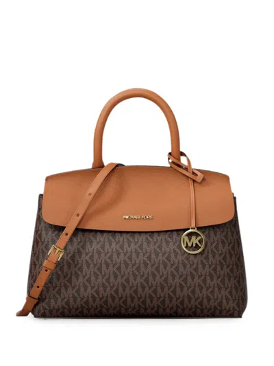 Michael Michael Kors Small Landry Monogram-print Satchel Bag In Brown