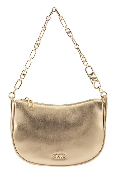 Michael Michael Kors Small Metallic Kendall Shoulder Bag In Calf Leather In Silver