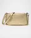 Michael Michael Kors Small Metallic Leather Pouchette Crossbody Bag In Pale Gold