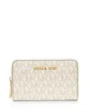 Michael Michael Kors Small Monogram Card Case In Vanilla Acorn/gold