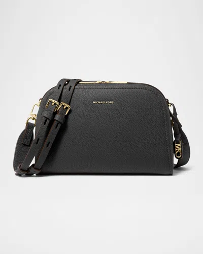 Michael Michael Kors Small Zip Leather Camera Crossbody Bag In Black