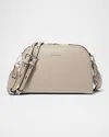 Michael Michael Kors Small Zip Leather Camera Crossbody Bag In Light Sand
