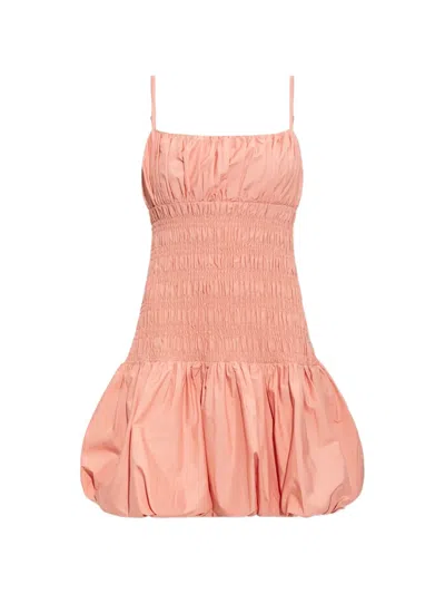 Michael Michael Kors Smocked Cotton Poplin Bubble-hem Dress In Pink