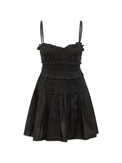 Michael Michael Kors Smocked Mini Dress In Black