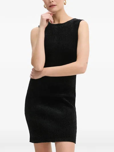 Michael Michael Kors Smocked Velvet Dress In Black